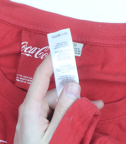 Coca-Cola Women's Red Cropped T-Shirt Size 10-12 Regular Fit