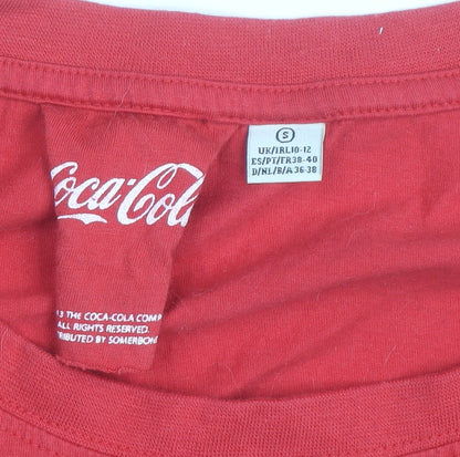 Coca-Cola Women's Red Cropped T-Shirt Size 10-12 Regular Fit