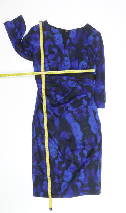 Diva Catwalk Women's Blue Floral Bodycon Knee Length Dress S