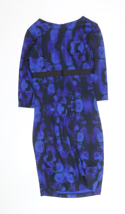 Diva Catwalk Women's Blue Floral Bodycon Knee Length Dress S
