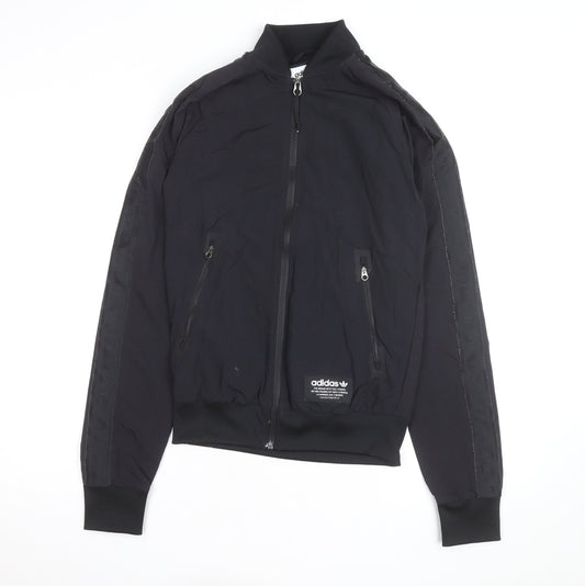 Adidas Men’s Black Small Track Jacket Full Zip Polyester Sportswear