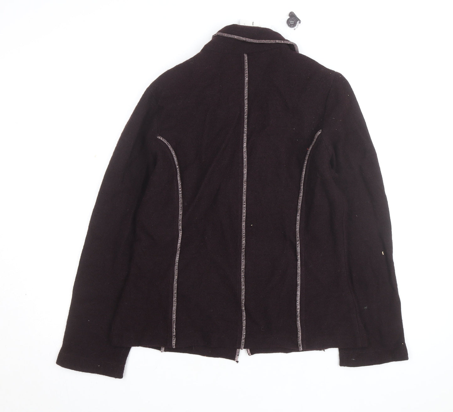Roman Originals Women Brown Wool Collared Knit Cardigan M