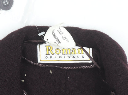 Roman Originals Women Brown Wool Collared Knit Cardigan M