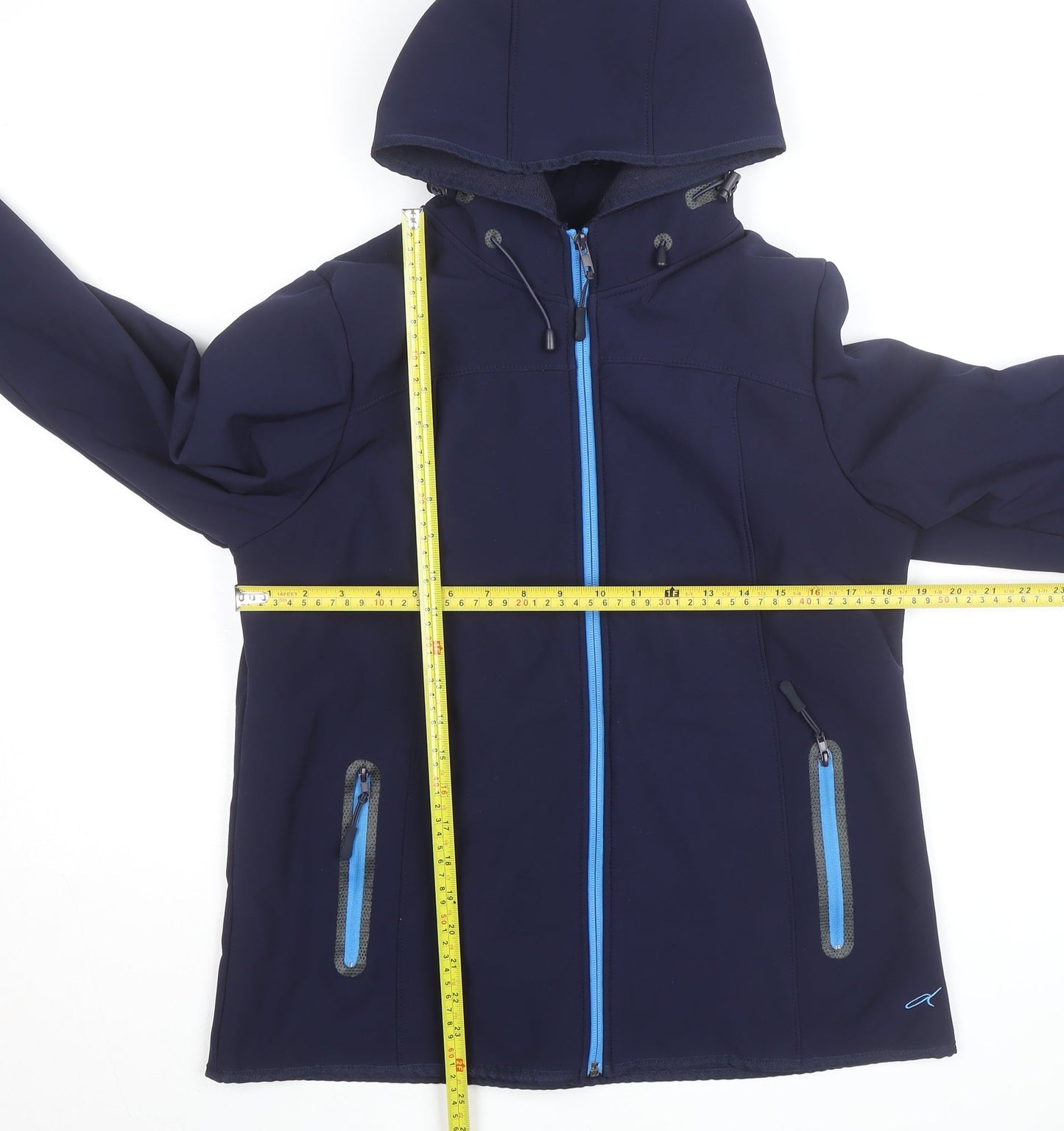 Dash Thermal Comfort Blue Soft Shell Hooded Jacket Unisex Size 14