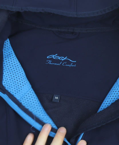 Dash Thermal Comfort Blue Soft Shell Hooded Jacket Unisex Size 14