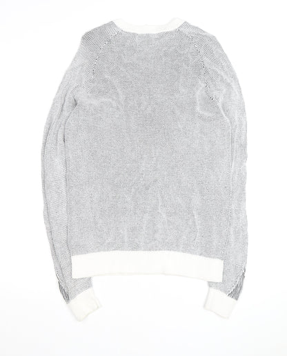River Island Men's Grey Cotton Knit Crew Neck Jumper Size S
