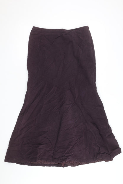 Olsen Womens Brown Corduroy Flared Midi Skirt Size 12