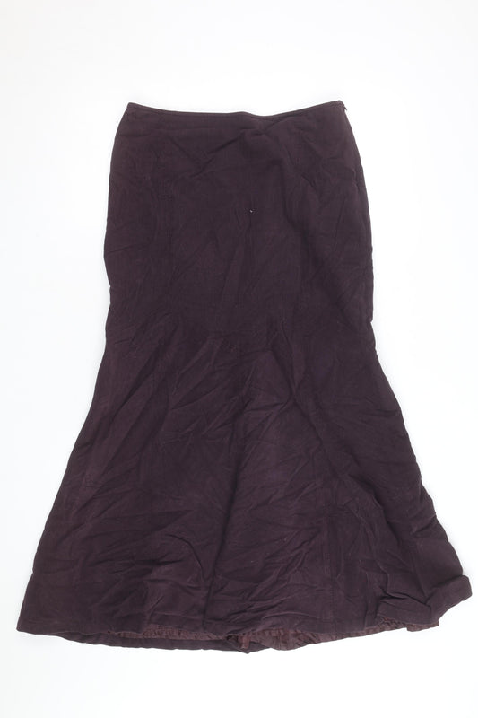 Olsen Womens Brown Corduroy Flared Midi Skirt Size 12