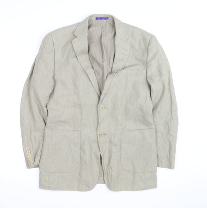 Butler and Webb Women’s Beige Linen Blazer M Button Mid-Length