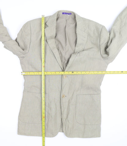 Butler and Webb Women’s Beige Linen Blazer M Button Mid-Length