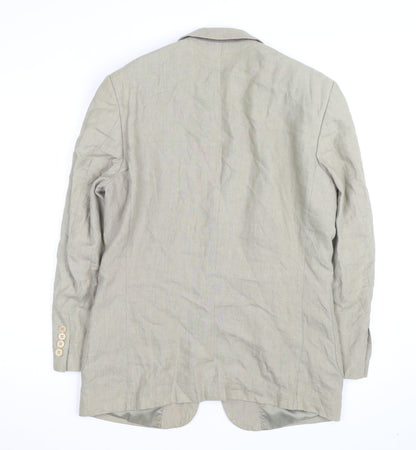 Butler and Webb Women’s Beige Linen Blazer M Button Mid-Length