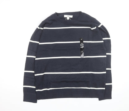 Marks and Spencer Women’s Blue Striped Crew Neck Jumper Size 10