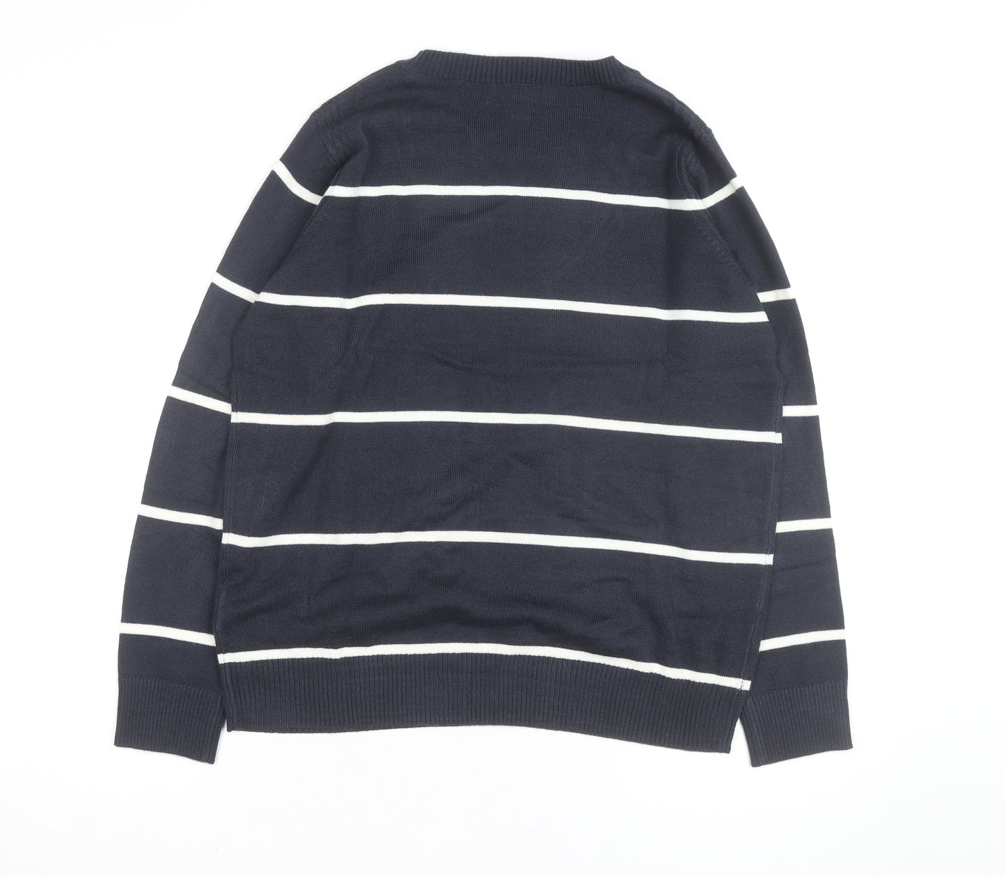 Marks and Spencer Women’s Blue Striped Crew Neck Jumper Size 10