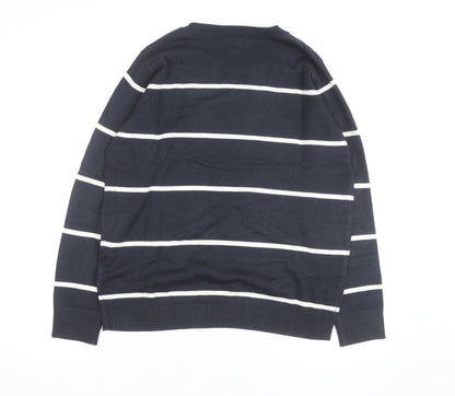 Marks and Spencer Women’s Blue Striped Crew Neck Jumper Size 10