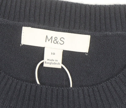 Marks and Spencer Women’s Blue Striped Crew Neck Jumper Size 10