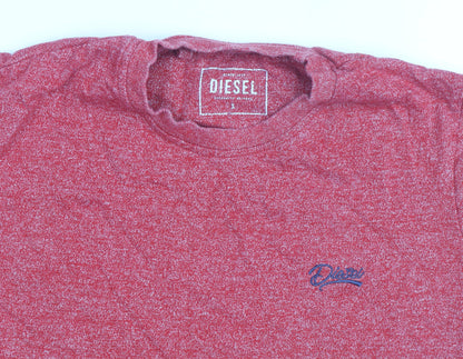 Diesel Men's Red Crew Neck Short Sleeve Cotton Blend T-Shirt Size S