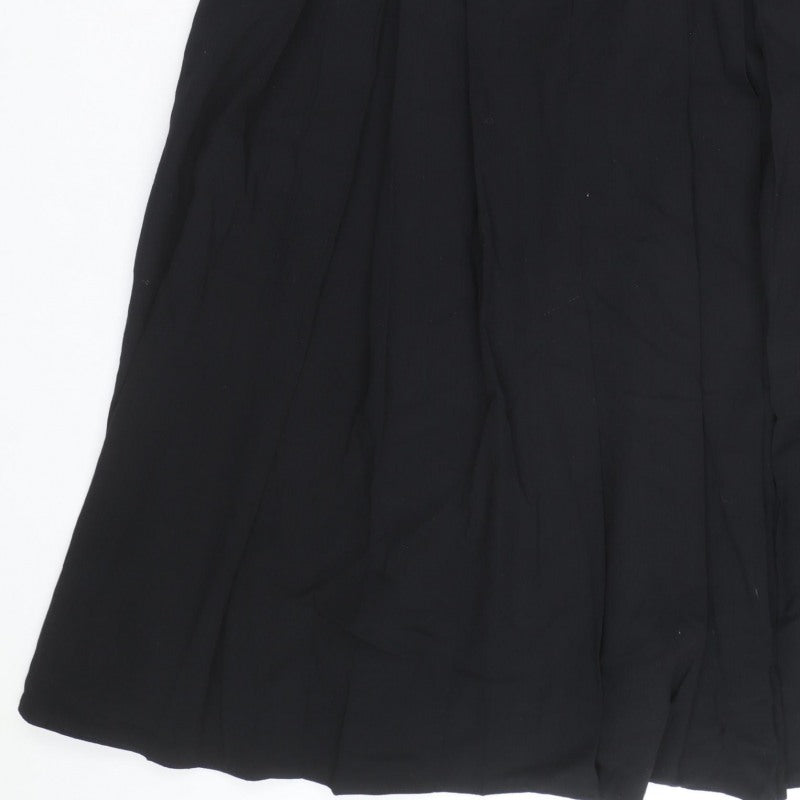 Max Pierre Women's Black Pleated Midi Belted Skirt UK 10
