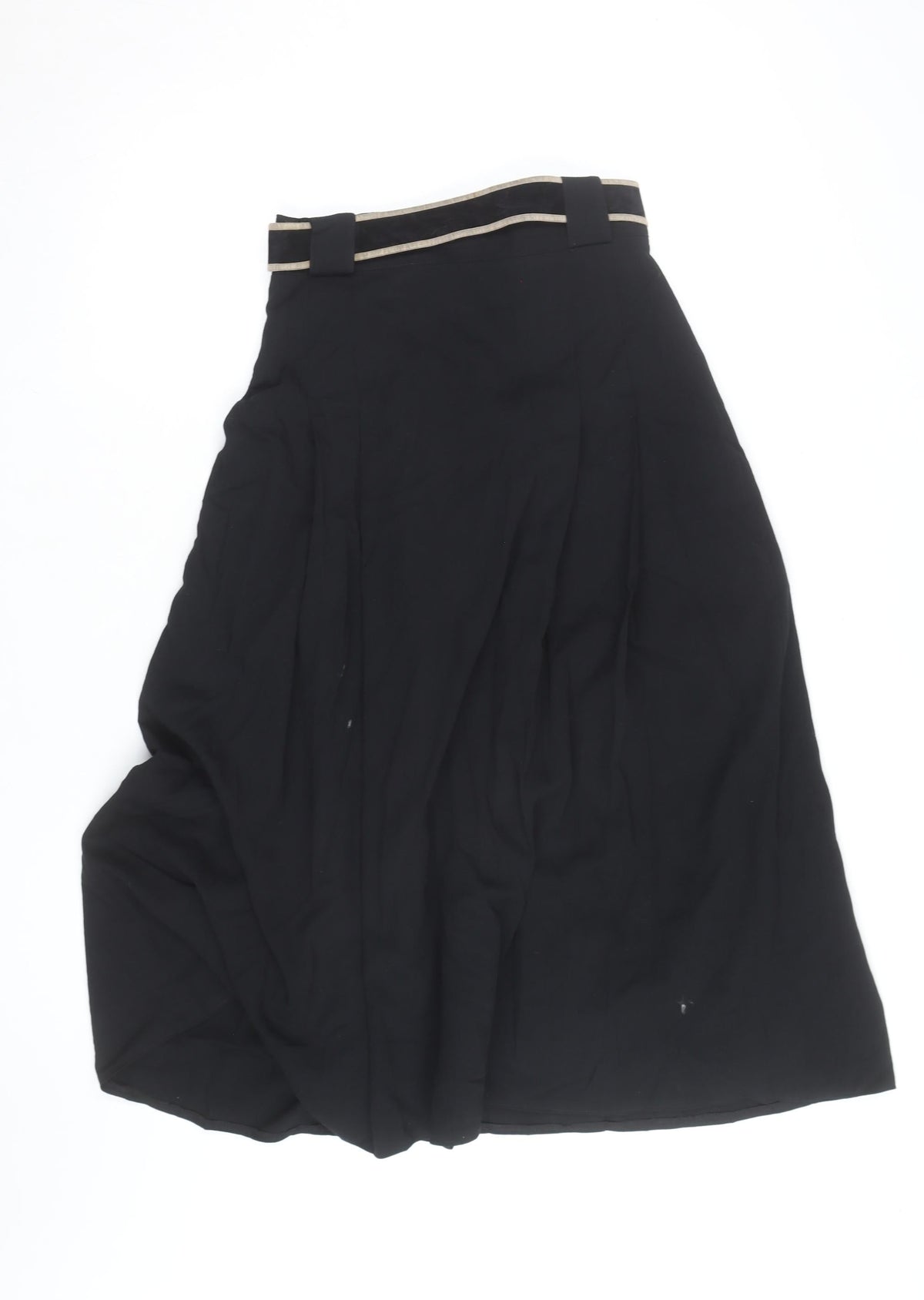Max Pierre Women's Black Pleated Midi Belted Skirt UK 10