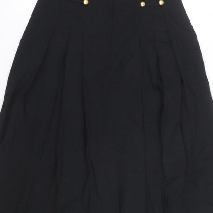 Max Pierre Women's Black Pleated Midi Belted Skirt UK 10