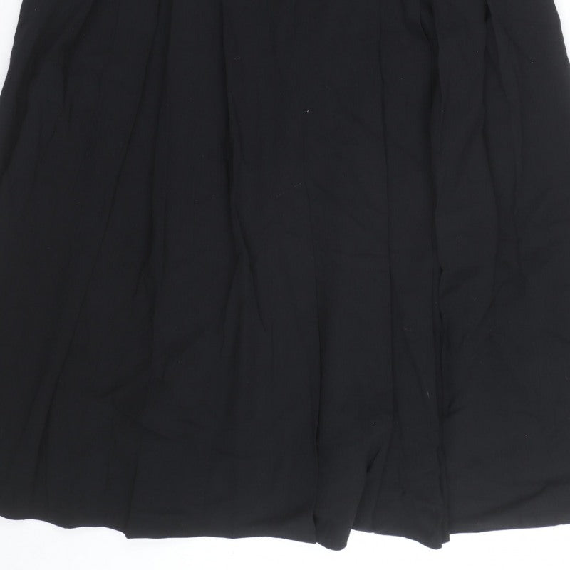 Max Pierre Women's Black Pleated Midi Belted Skirt UK 10