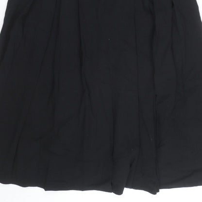 Max Pierre Women's Black Pleated Midi Belted Skirt UK 10