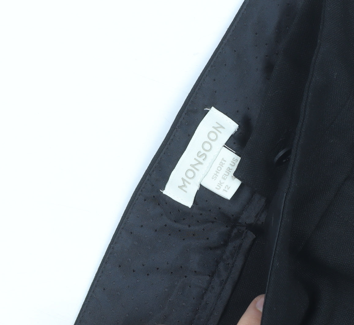 Monsoon Women Black Size 12 Short Straight Dress Pants