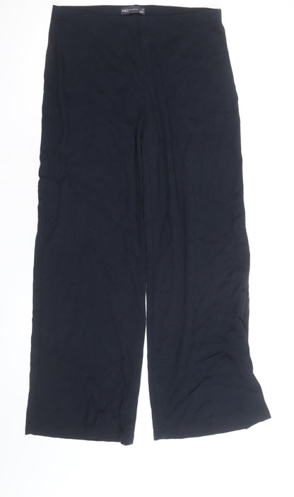 Marks and Spencer Women's Black Wide-Leg Jersey Trousers Size 12