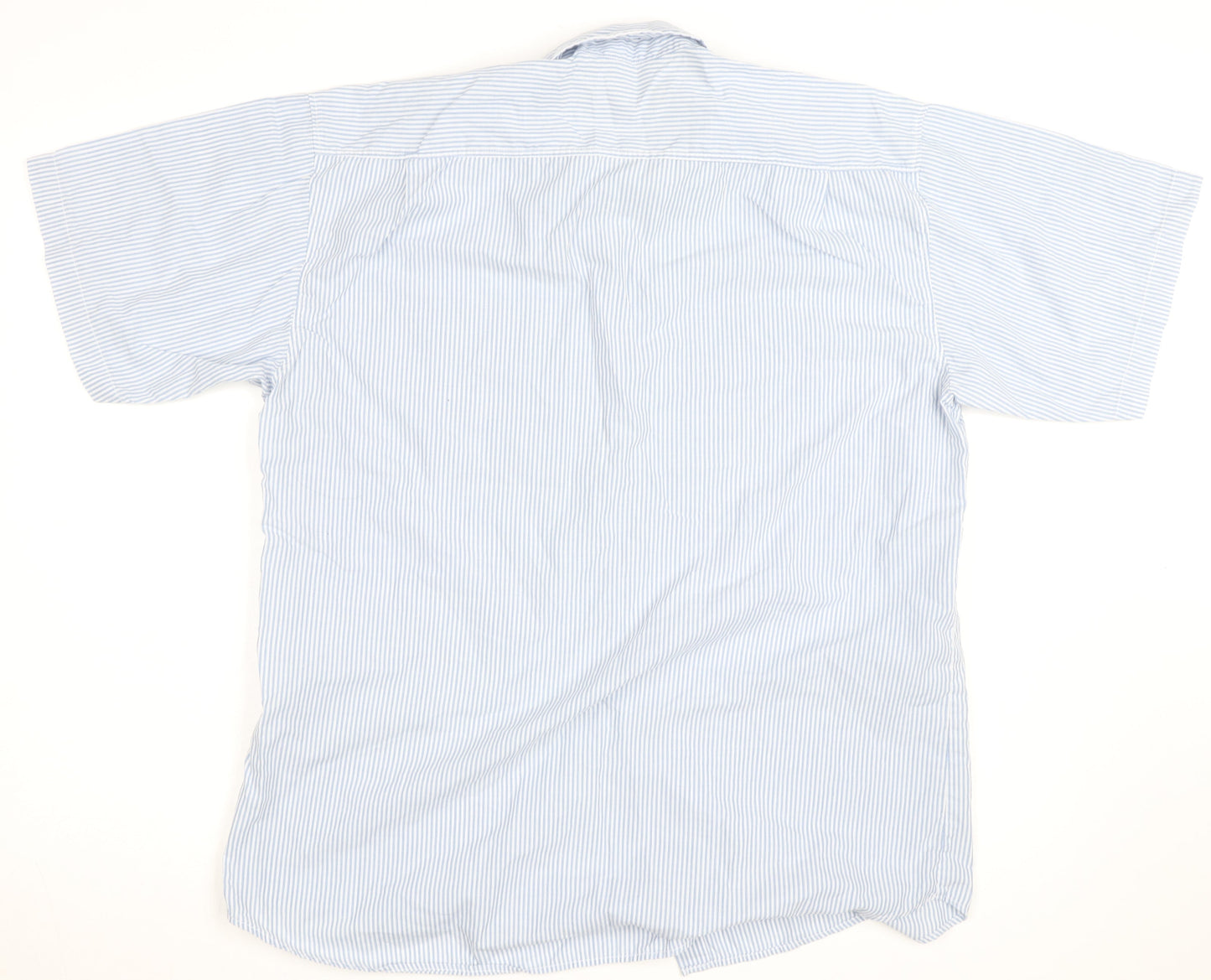 Lacoste Men's Blue Striped Short Sleeve Button-Up Shirt XL