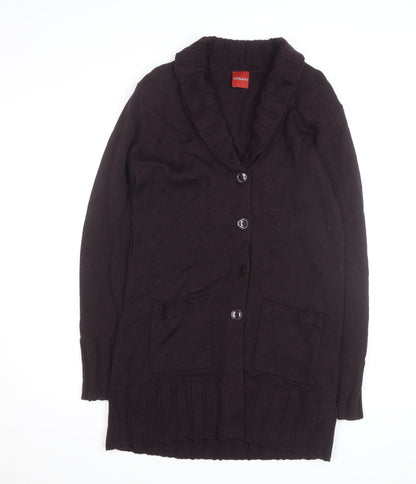 Olsen Women Purple Wool Blend Long Sleeve Cardigan Size M
