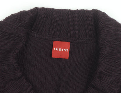Olsen Women Purple Wool Blend Long Sleeve Cardigan Size M