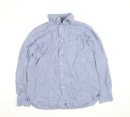 Tommy Hilfiger Men Blue Check Long Sleeve Button-Up Shirt Size S