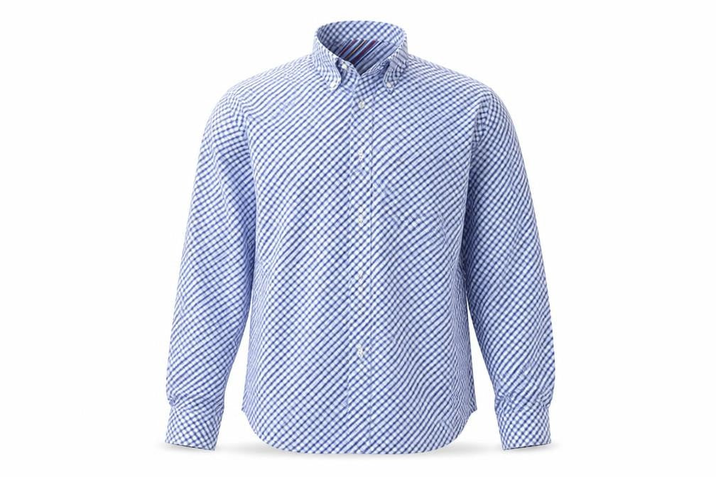 Tommy Hilfiger Men Blue Check Long Sleeve Button-Up Shirt Size S