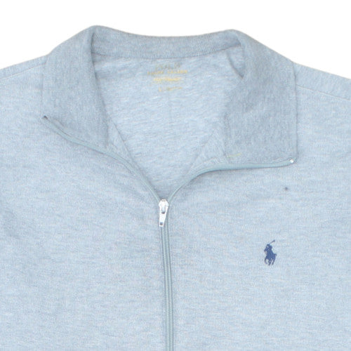Ralph Lauren Men’s Grey Full Zip Cotton Jumper L Classic Knit