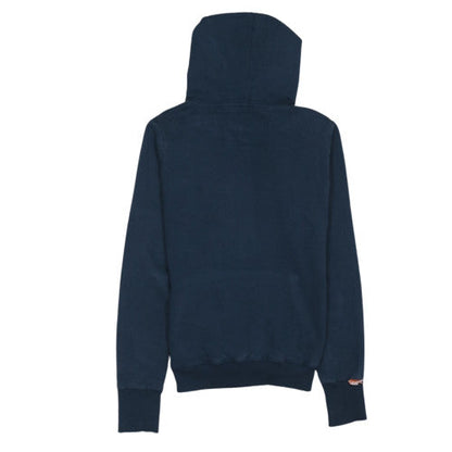 Superdry Women Navy Blue Pullover Hoodie M Graphic Cotton Blend