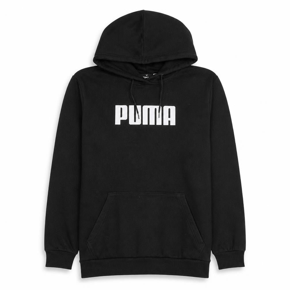 Puma Men’s Black Pullover Hoodie Medium Logo Fleece Sweatshirt