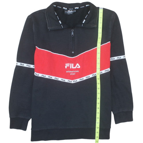 FILA Men's Black Red 1/4 Zip Sweatshirt Small Sport Fleece