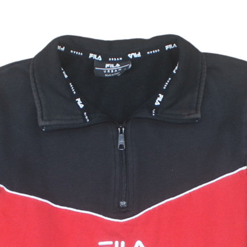 FILA Men's Black Red 1/4 Zip Sweatshirt Small Sport Fleece