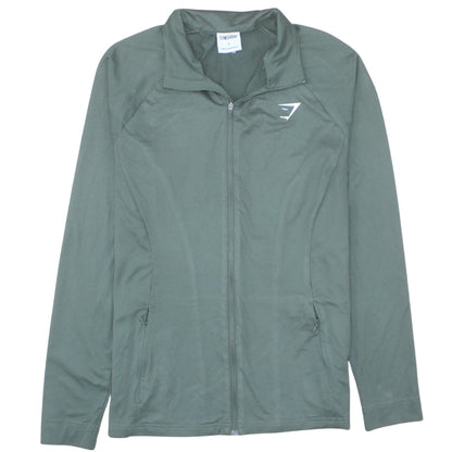 Gymshark Women Green Full Zip Hoodie Jacket Size L Polyester Elastane