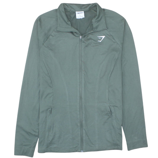 Gymshark Women Green Full Zip Hoodie Jacket Size L Polyester Elastane