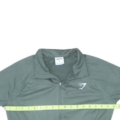 Gymshark Women Green Full Zip Hoodie Jacket Size L Polyester Elastane
