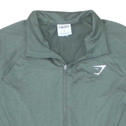 Gymshark Women Green Full Zip Hoodie Jacket Size L Polyester Elastane