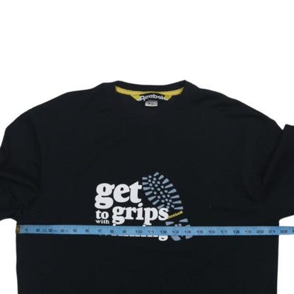 Reebok Men's Black Graphic Print Long Sleeve Pullover Sweatshirt Size L