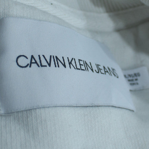 Calvin Klein Jeans Men's White Logo Pullover Sweatshirt M