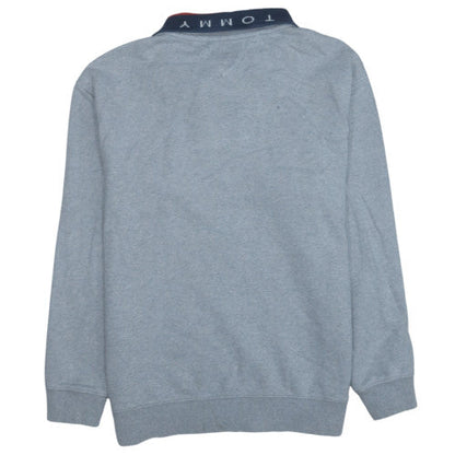 Tommy Jeans Men's Grey 1/2 Zip Sweatshirt M Collared Logo Top