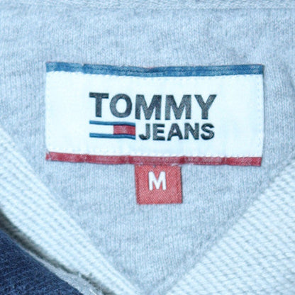 Tommy Jeans Men's Grey 1/2 Zip Sweatshirt M Collared Logo Top