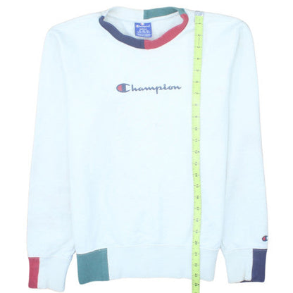 Champion Women's White Colourblock Crew Neck Sweatshirt Small