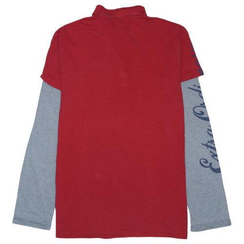 Tommy Hilfiger Men's Red Long Sleeve Layered Effect Polo Shirt Size L
