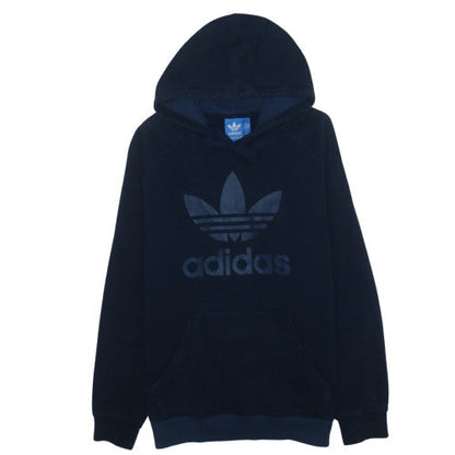 Adidas Men's Blue Pullover Hoodie Large Fleece Graphic Logo Sweatshirt