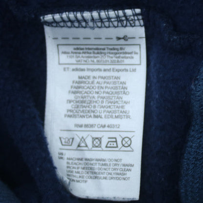 Adidas Men's Blue Pullover Hoodie Large Fleece Graphic Logo Sweatshirt