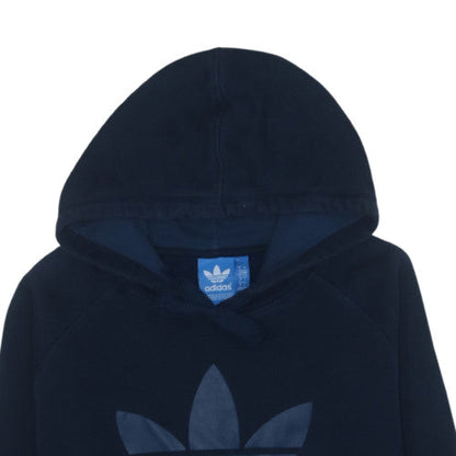 Adidas Men's Blue Pullover Hoodie Large Fleece Graphic Logo Sweatshirt